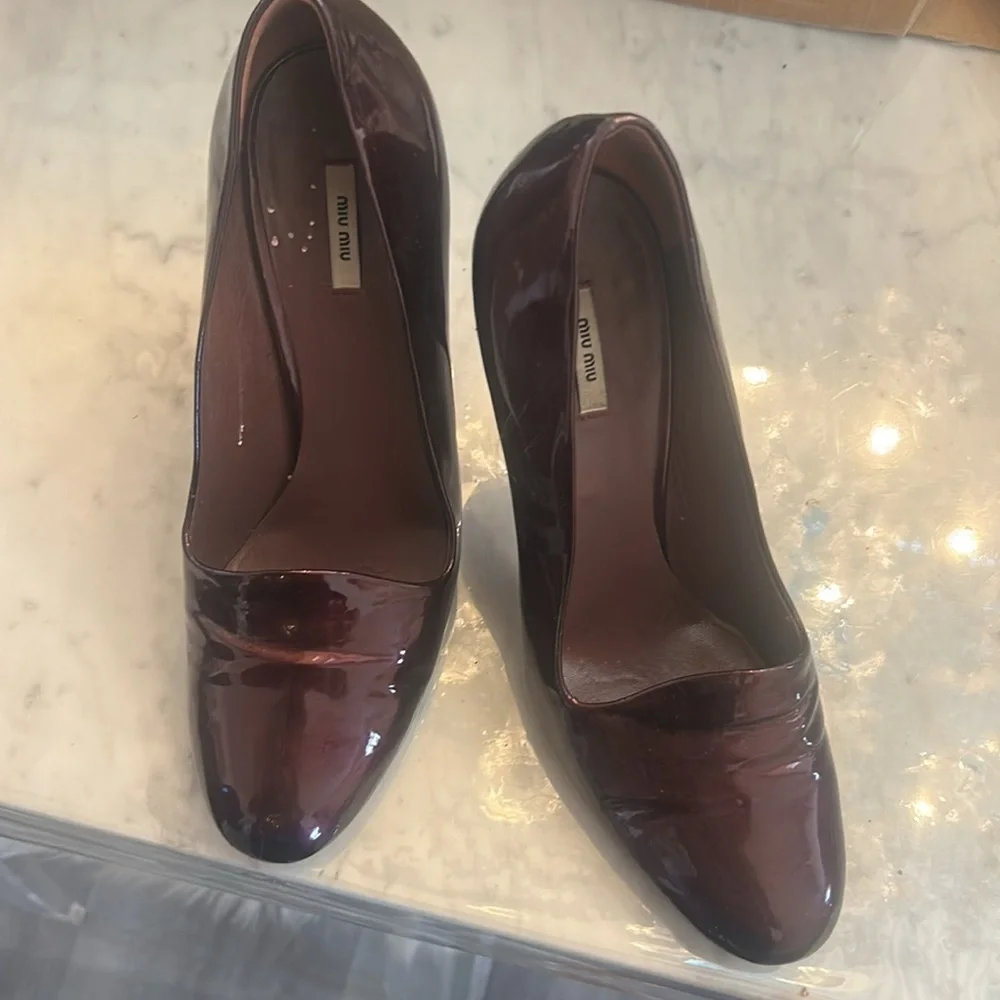Miu Miu Vintage Dark Purple Red Patent Leather Heels